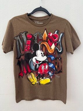 Disney Mickey Mouse Graphic Tee Brown Small
